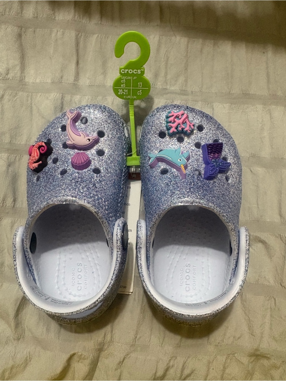 CROCS Kids Classic Glitter Sea Clog in Lavender with Purple Accents